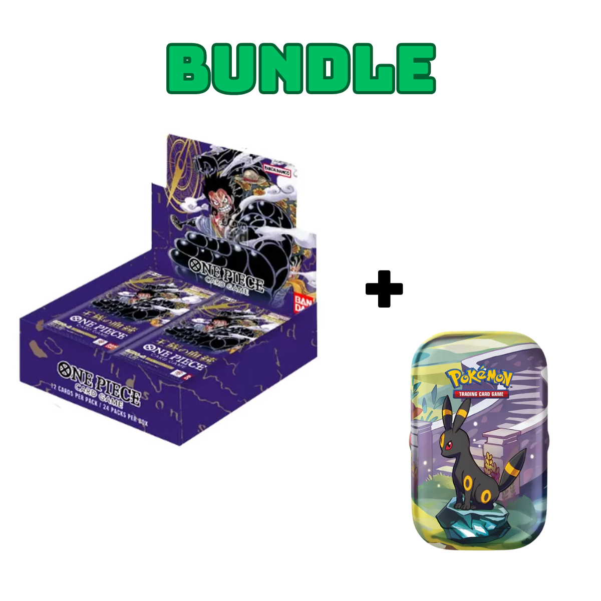 Bundle One Piece OP-10 Box + Pokemon Evoluzioni Prismatiche Mini Tin